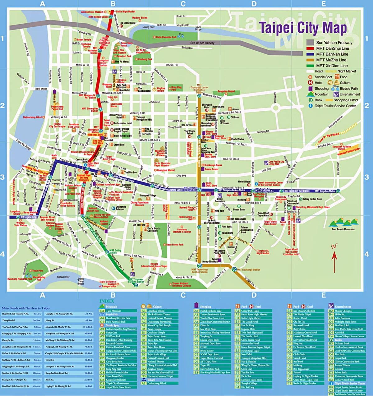 zemljevid Taipei city turističnih
