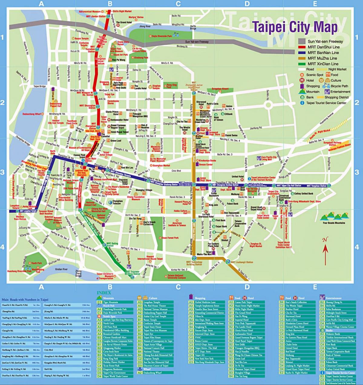 zemljevid Taipei city turističnih