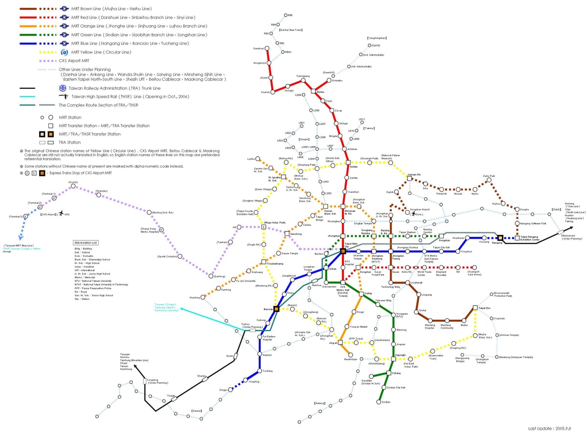 zemljevid Taipei hsr postajališče