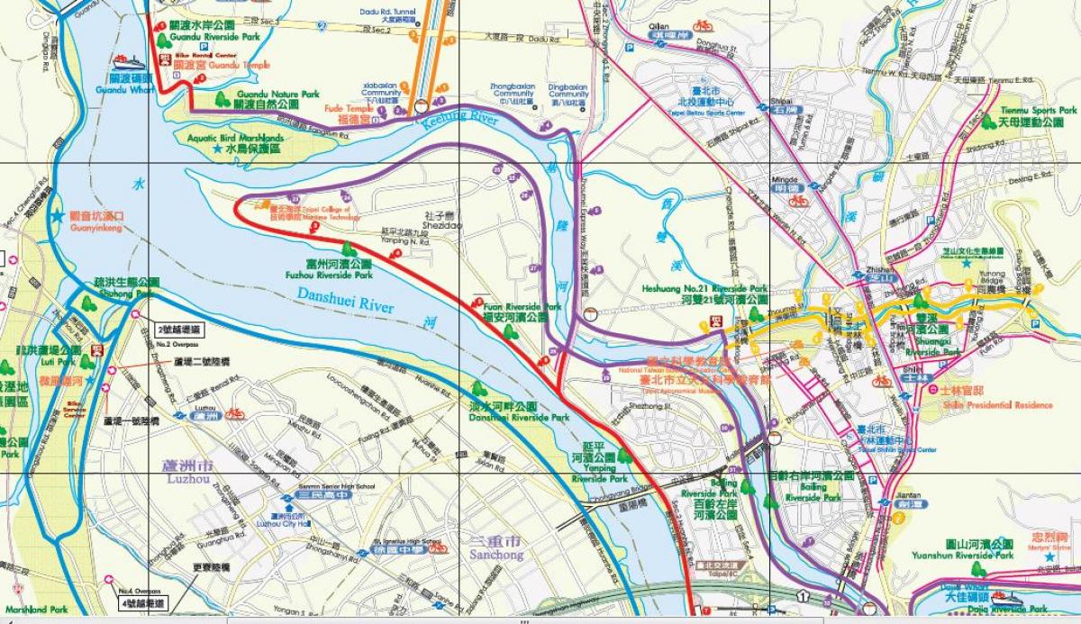 zemljevid Taipei kolesarske poti