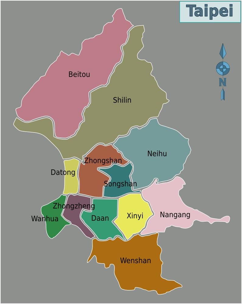 Taipei city okrožno zemljevid