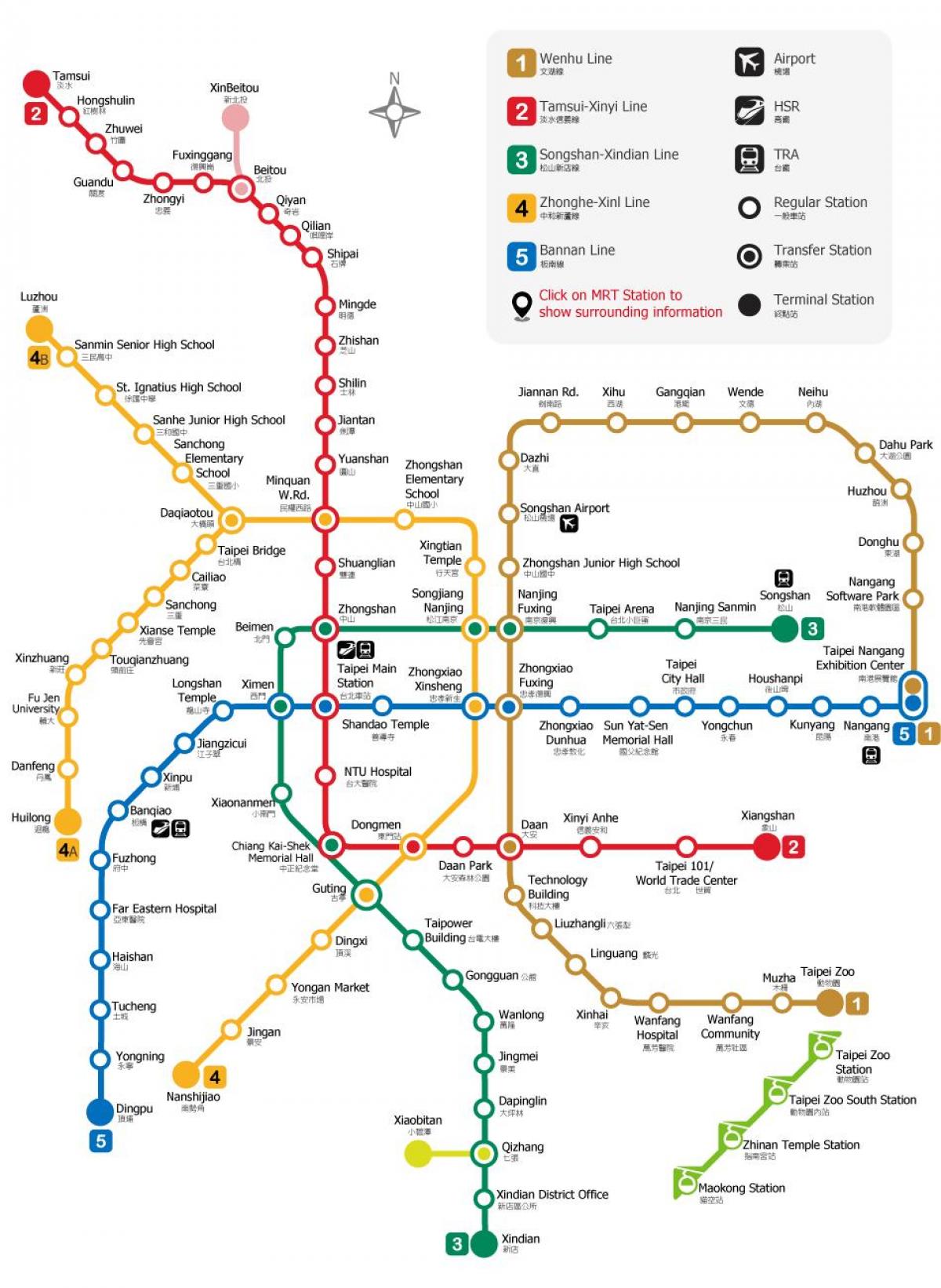 Taipei železniške postaje zemljevid