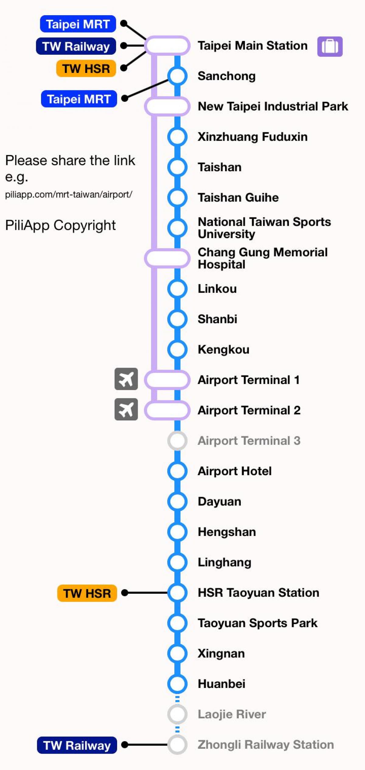Taipei mrt zemljevid taoyuan letališče